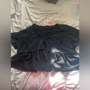 Black cropped ruffle top/blouse